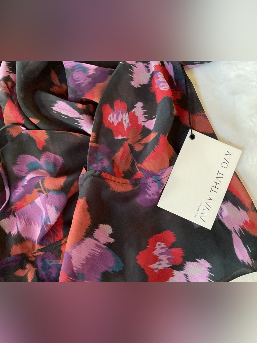 Away That Day Floral Sheer Maxi Dress in Black and Purple, NWTGS - Picture 8 of 8